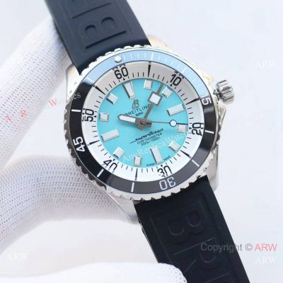 Replica Breitling new Superocean Kelly Slater Watches Citizen Automatic Baby Blue Dial Rubber Strap